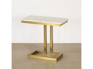 Alonzo Side Table with Antique Brass Finish and Stone Top