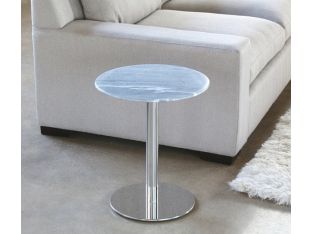 Gray Marble Side Table with Stainless Steel Base