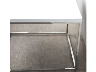 High Gloss White End Table with Stainless Steel Base