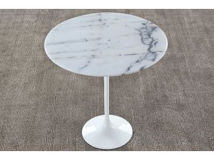Saarinen Style Tulip End Table with White Stone Top