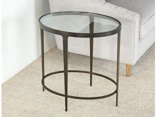 Roundabout Ellipse End Table in Antique Pewter