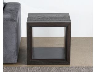 Tobacco Stained Reclaimed Wood Cube End Table