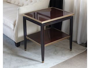 Dark Wood End Table with Gold Accents