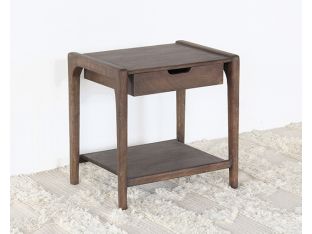 Mango Wood End Table with One Drawer