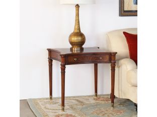 Flame Walnut Side Table With Tapered Legs