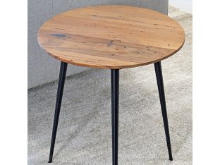 Round Reclaimed Chestnut End Table With Metal Legs