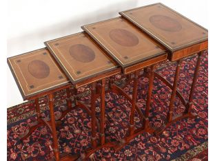 Set Of 4 Mahogany Nesting Tables With Inlay