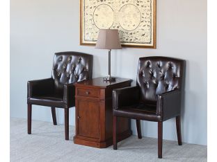 Brown Leather Tufted Arm Chair