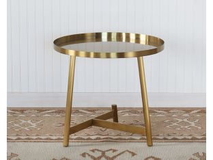 Brushed Gold Modern End Table W/ Intersecting Legs