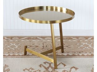 Brushed Gold Modern End Table W/ Intersecting Legs