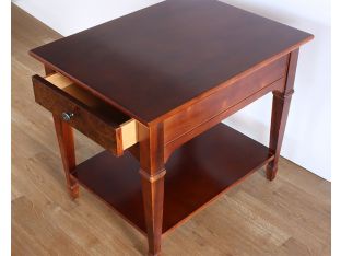 Cherry End Table w/ Burled Wood Drawer