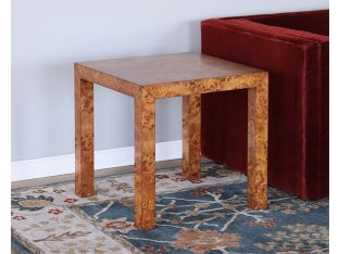 Parsons Style End Table in Burled Veneer 