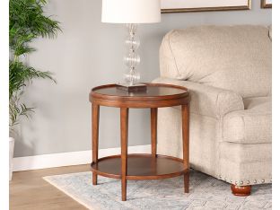 Round End Table with Raised Edge and Undershelf