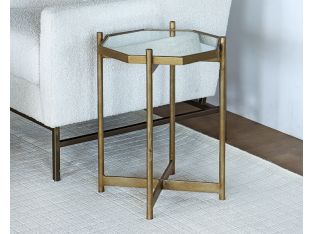 Octagonal Mirror Top End Table with Brass Base