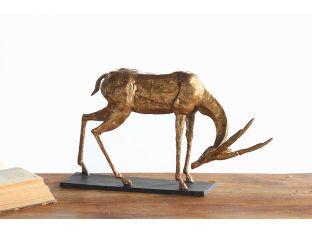 Gold Bent Neck Antelope Sculpture--Cleared Décor