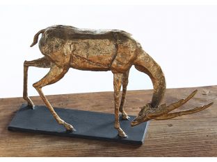 Gold Bent Neck Antelope Sculpture--Cleared Décor