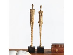 Pair Of Gold Abstract Statues - Cleared Décor