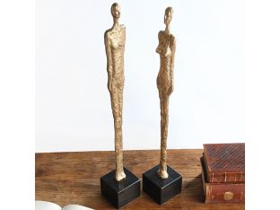 Pair Of Gold Abstract Statues - Cleared Décor