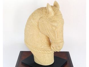 Cream Etched Horse Head Sculpture