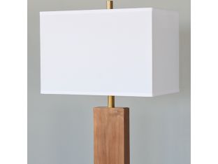 Walnut Flat Column Floor Lamp With Brass Accents