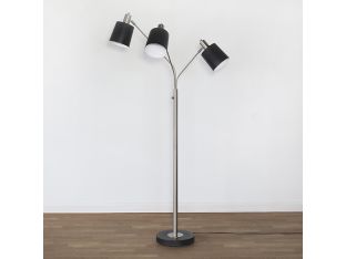 Black And Nickel 3 Arm Floor Lamp