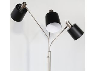 Black And Nickel 3 Arm Floor Lamp