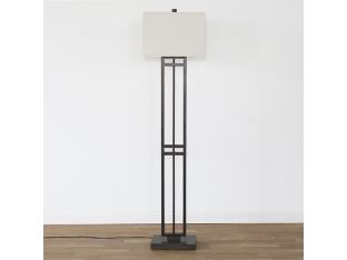 Bronze Banded Floor Lamp With Rectangle Box Shade