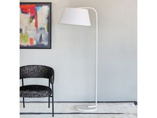 Matte White Floor Lamp W/ Marble Disc Base