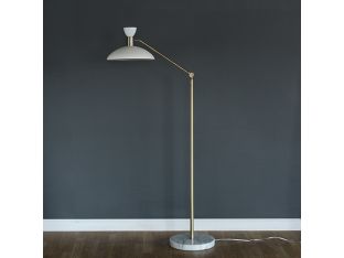 White And Brass Floor Lamp With Marble Base