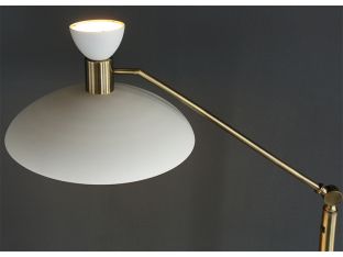 White And Brass Floor Lamp With Marble Base