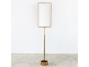 Natural Brass Floor Lamp W/Ensconced White Shade