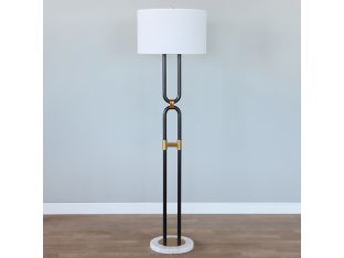 Double U Black and Brass Floor Lamp
