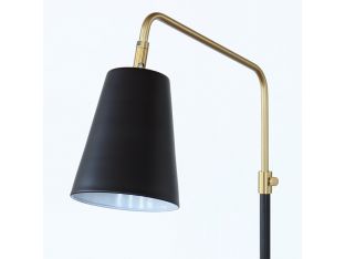 Black and Brass Gooseneck Floor Lamp