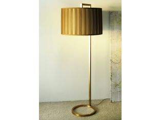 Satin Brass Floor Lamp with Box Pleat Shade