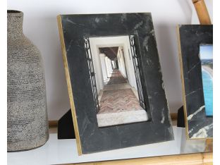 Large Black Marble And Brass Frame 5W X 7H