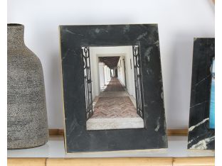 Large Black Marble And Brass Frame 5W X 7H