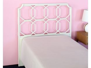White Twin Rattan Headboard W/Leather Wrapped Join