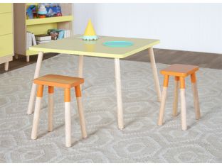 Peewee Square Maple & Yellow Kids Table