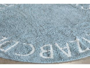 Round ABC Rug In Natural & Vintage Blue