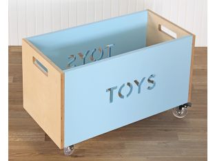 Birch And Sky Blue Toy Box Chest On Casters 