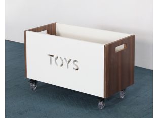 Walnut & White Toy Box Chest On Casters 