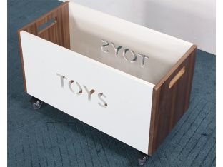 Walnut & White Toy Box Chest On Casters 