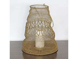 Large Antique Brass And Iron Wire Lantern