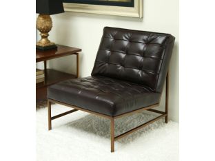 Mitchell Gold Major Leather Chair in Rojo Aubergine with Brass Frame