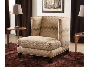 Zigzag Lounge Chair with Nailhead Trim and 1 Chartreuse Velvet Pillow