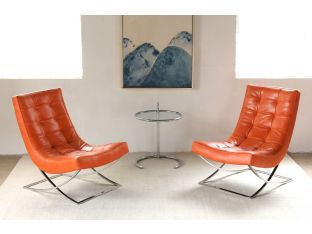 Tufted Lounge Chair in Burnt Orange Leather