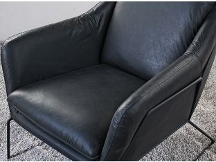 Jasper Lounge Chair in Antique Black Leather with Iron Frame
