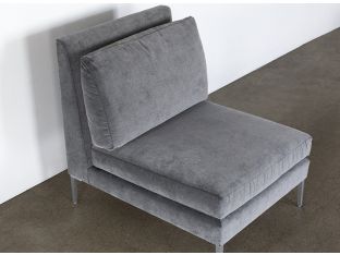 Armless Chair in Charcoal Velvet
