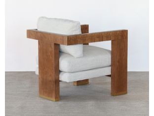 Open Arm Lounge Chair With Natural Upholstery