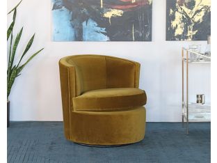 Swivel Lounge Chair In Mustard Velvet
